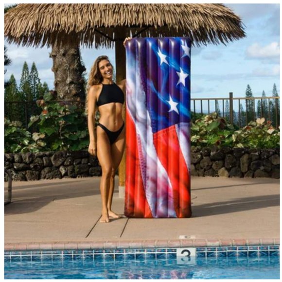 PoolCandy Stars & Stripes Deluxe Pool Raft Pool FLoat - NEW! - Picture 1 of 8